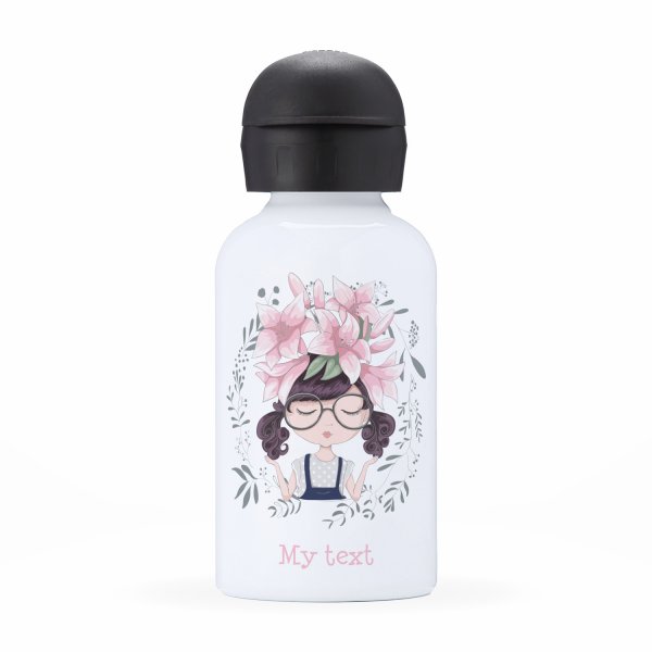 Isothermal Water Bottle for child- Little girl flowers