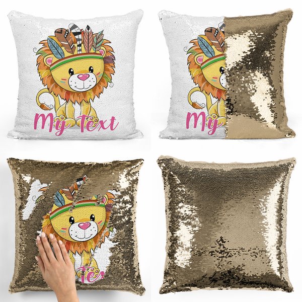 Magic Sequin Pillow / Cushion - Indian Lion