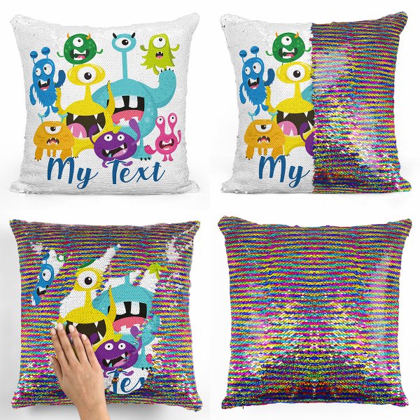 Magic Sequin Pillow / Cushion - Little monsters