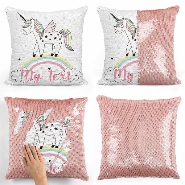 Magic Sequin Pillow / Cushion - Rainbow Unicorn