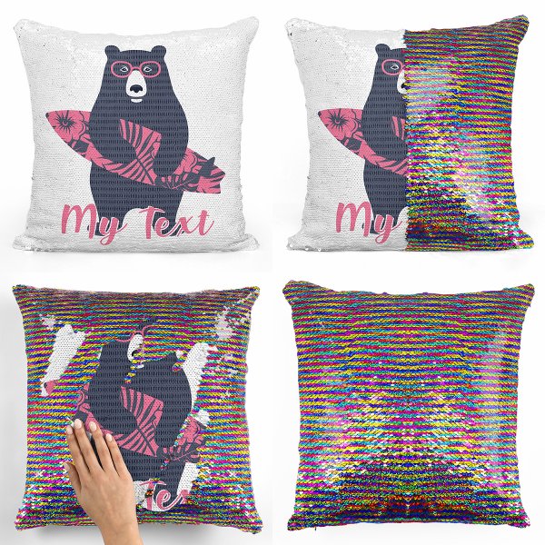 Magic Sequin Pillow / Cushion - Surfer Bears
