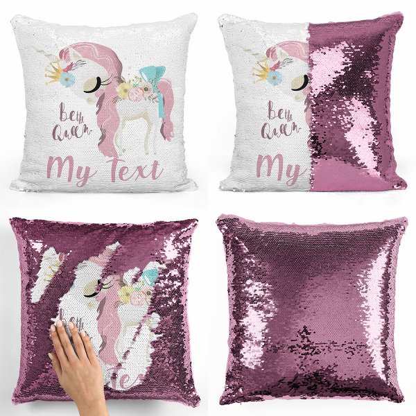 Magic Sequin Pillow / Cushion - Unicorn Be the Queen