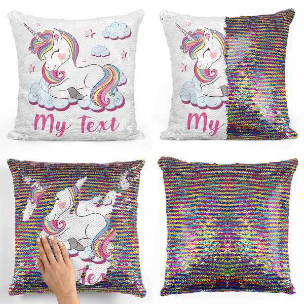 Magic Sequin Pillow / Cushion - Unicorn clouds