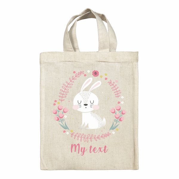 Personalized  Easter Bag - white Rabbit flowers