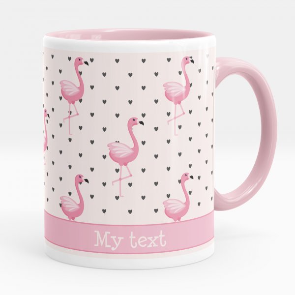 Personalized mug - Flamingos hearts