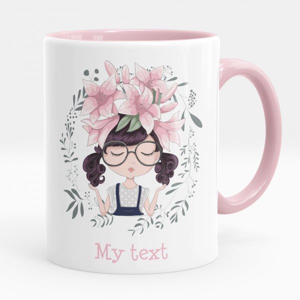 Personalized mug - Flowers Little girl