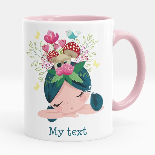 Personalized mug - Little girl mushrooms