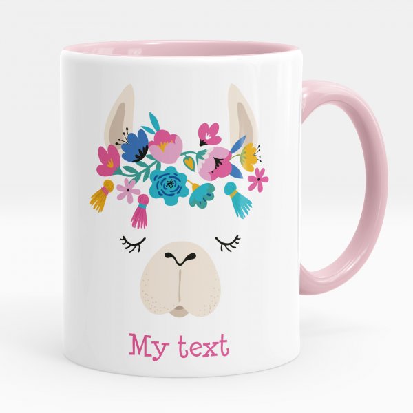 Personalized mug - Llama flowers