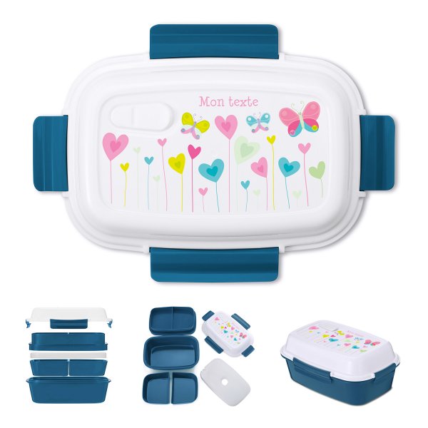 Lunch box - bento - for kids's customizable lunch box butterflies heart color butterflies pattern
