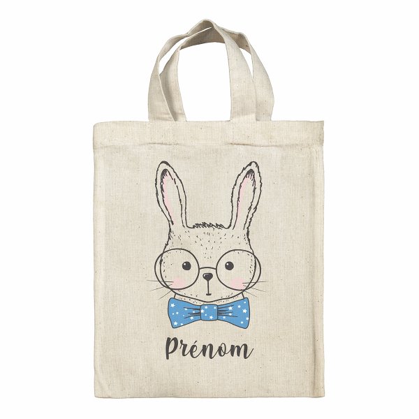 Customized lunchbox bag Easter for kid with rabbit with glasses pattern