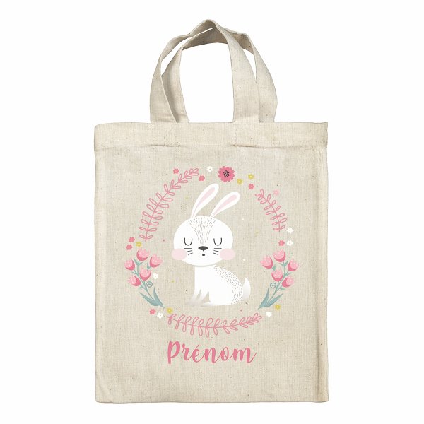 Customized lunchbox bag Easter for kid with rabbit flowers