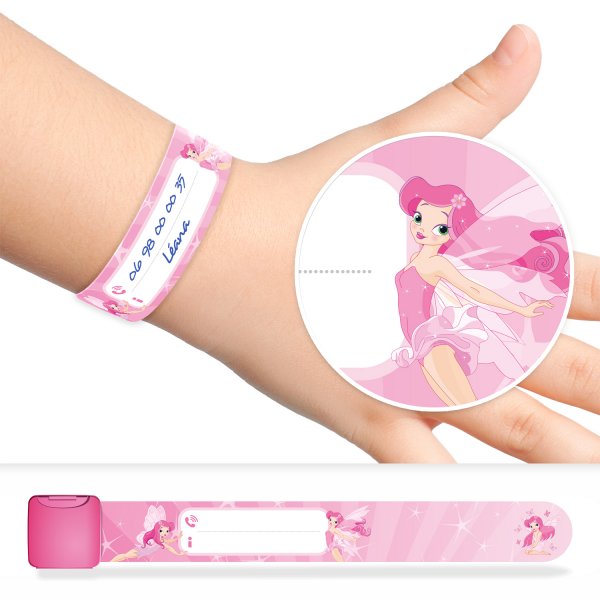 Identification and safety bracelet for kids with fairy motif