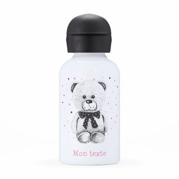 Isothermal Water Bottle Customizable  for kids teddy bear hearts pattern