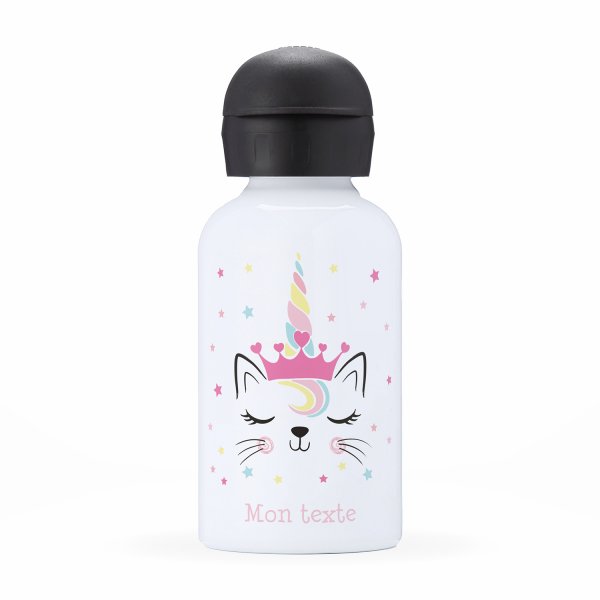 Isothermal Water Bottle Customizable  for kids  unicorn cat pattern