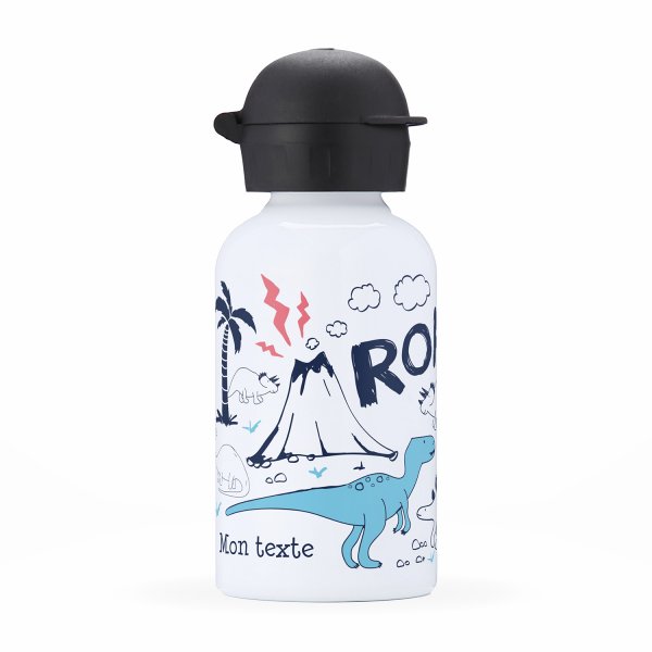 Isothermal Water Bottle Customizable  for kids  view of the left side dinosaur pattern
