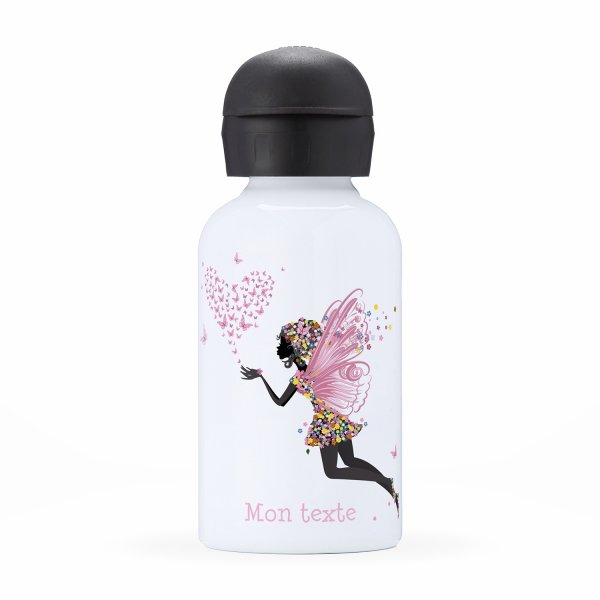 Isothermal Water Bottle Customizable  for kids  fairy with heart and butterflies pattern
