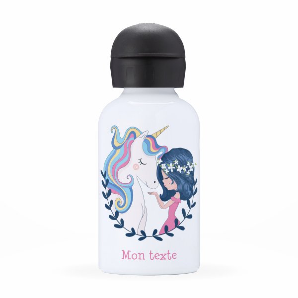 Isothermal Water Bottle Customizable  for kids  girl and unicorn pattern