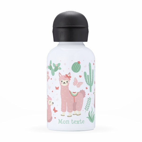 Isothermal Water Bottle Customizable  for kids  front view lamas pattern