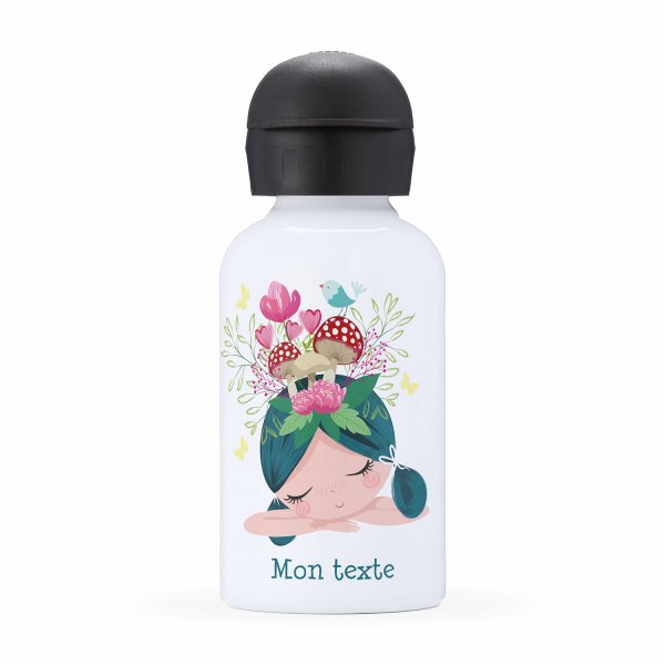 Isothermal Water Bottle Customizable  for kids  little girl and mushrooms pattern