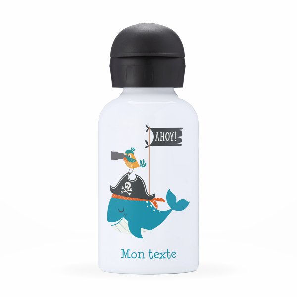 Isothermal Water Bottle Customizable  for kids  pirate whale pattern