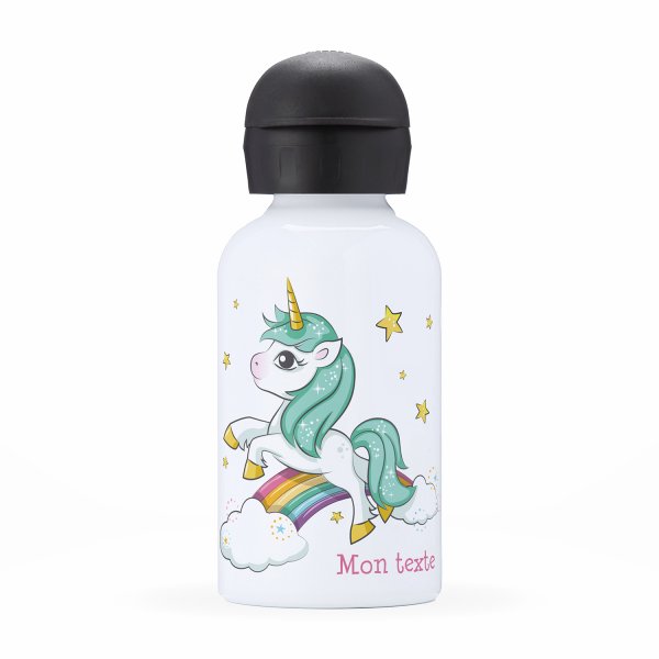 Isothermal Water Bottle Customizable for kids Rainbow unicorn Pattern