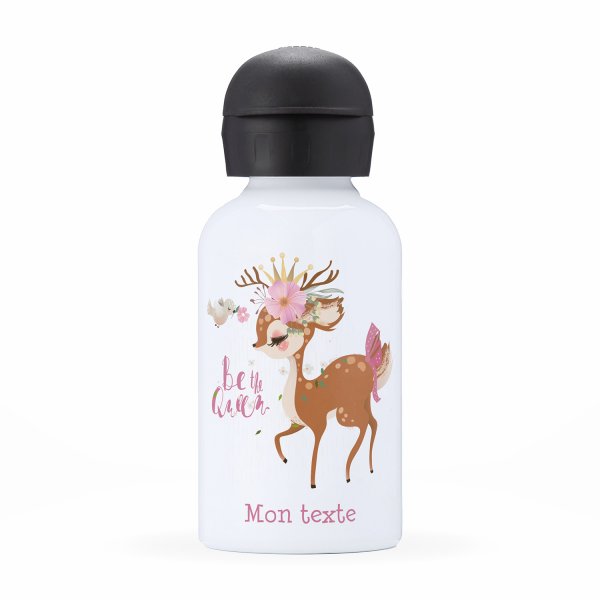 Isothermal Water Bottle Customizable  for kids  Fawn be the queen pattern
