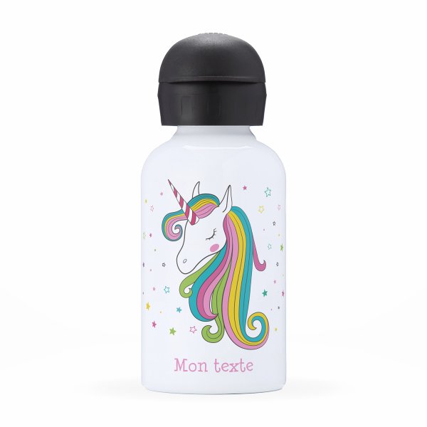 Isothermal Water Bottle Customizable  for kids  unicorn with stars pattern