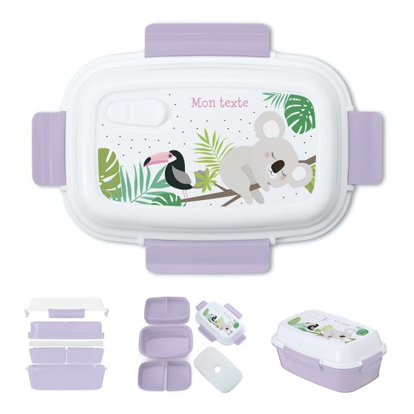 Lunch box - bento - for kids's customizable lunch box koala pattern color purple