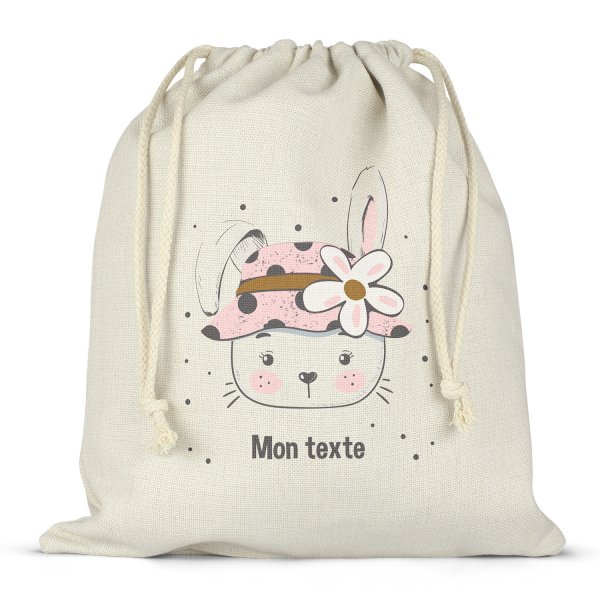 Twine bag or customizable drawstring for lunch box - bento - lunch box Bunny pattern