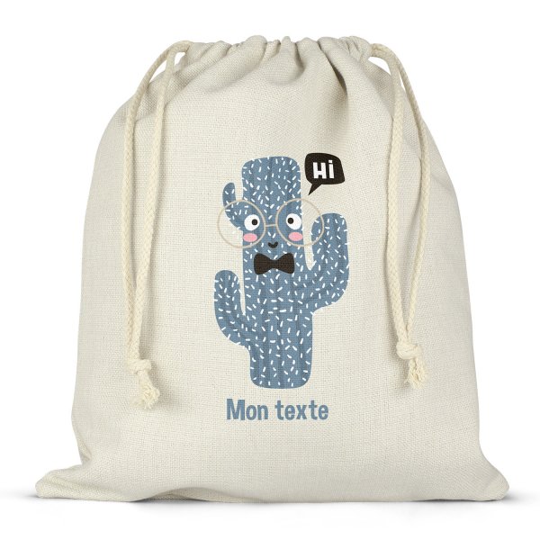 Twine bag or customizable drawstring for lunch box - bento - lunch box cactus pattern
