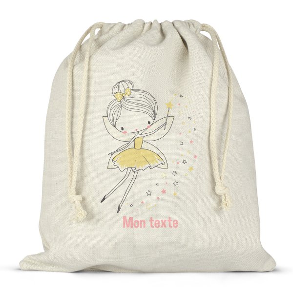 Twine bag or customizable drawstring for lunch box - bento - lunch box  fairy motif