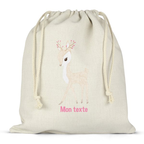 Twine bag or customizable drawstring for lunch box - bento - lunch box  fawn pattern