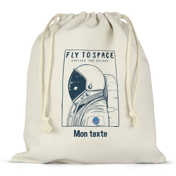 Twine bag or customizable drawstring for lunch box - bento - lunch box fly to space pattern