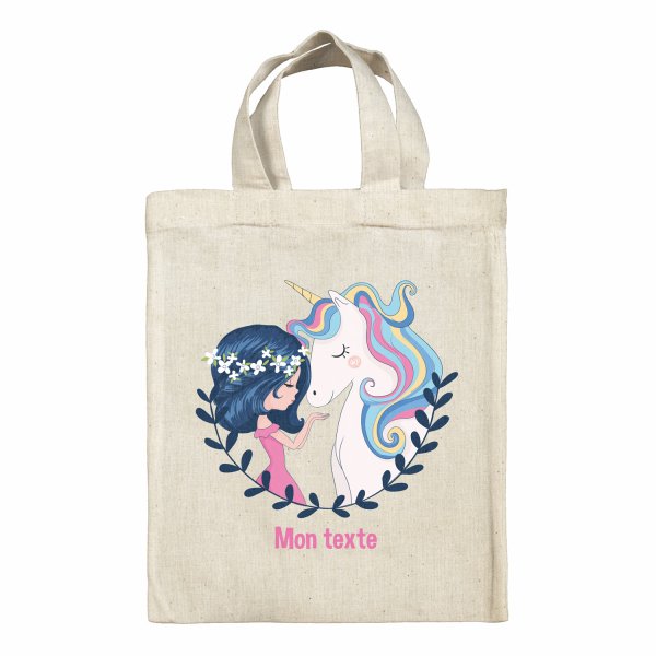 Lunchbox Bag for kids-bento- lunch box Girl and unicorn pattern