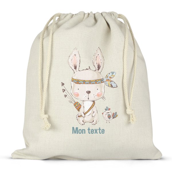 Twine bag or customizable drawstring for lunch box - bento - lunch box Indian rabbit pattern