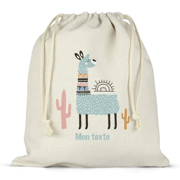 Twine bag or customizable drawstring for lunch box - bento - lunch box  lama pattern