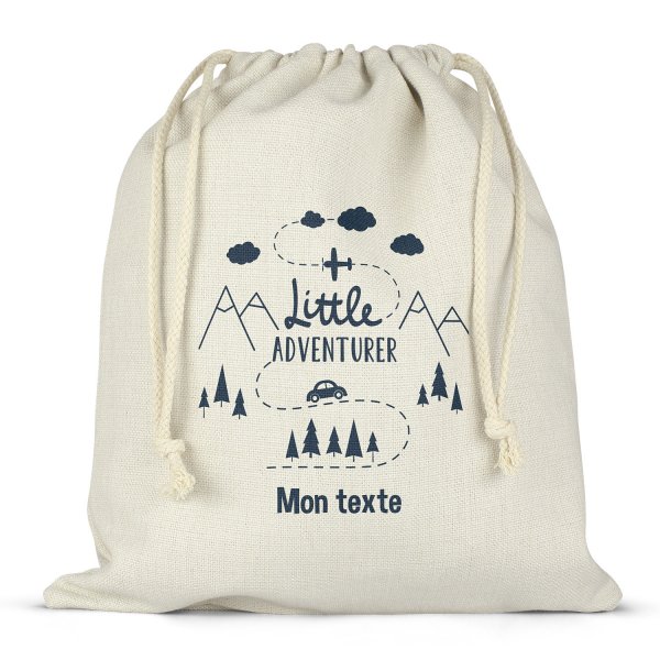 Twine bag or customizable drawstring for lunch box - bento - lunch box  little adventurer pattern