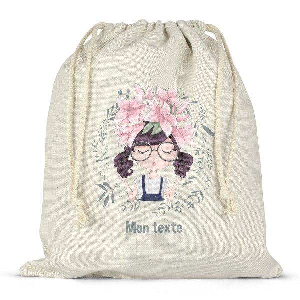 Twine bag or customizable drawstring for lunch box - bento - little girl pattern lunch box