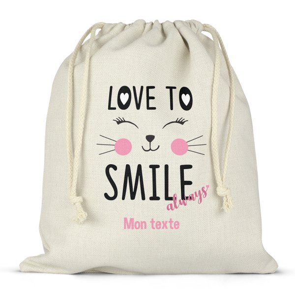 Twine bag or customizable drawstring for lunch box - bento - lunch box love to smile always pattern