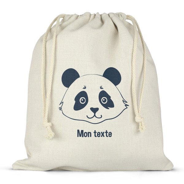 Twine bag or customizable drawstring for lunch box - bento - lunch box panda pattern