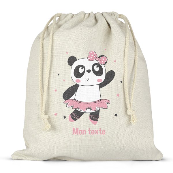 Twine bag or customizable drawstring for lunch box - bento - lunch box panda dancer pattern