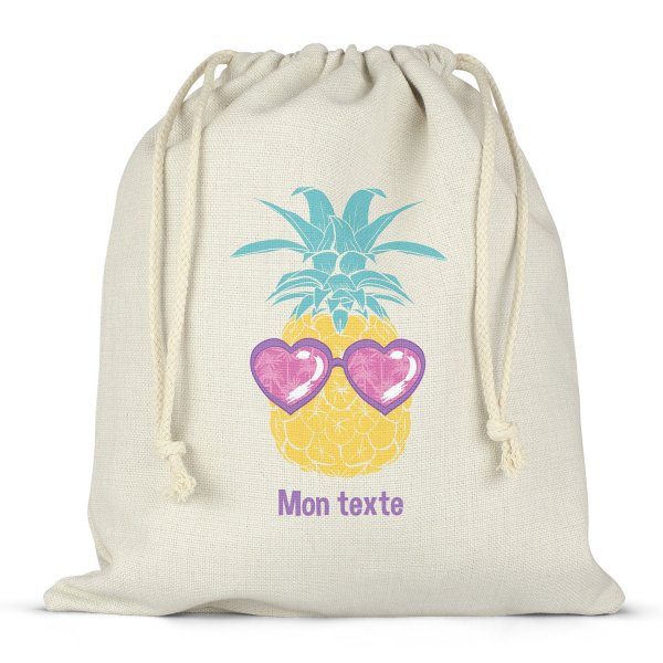 Twine bag or customizable drawstring for lunch box - bento - lunch box  pineapple pattern