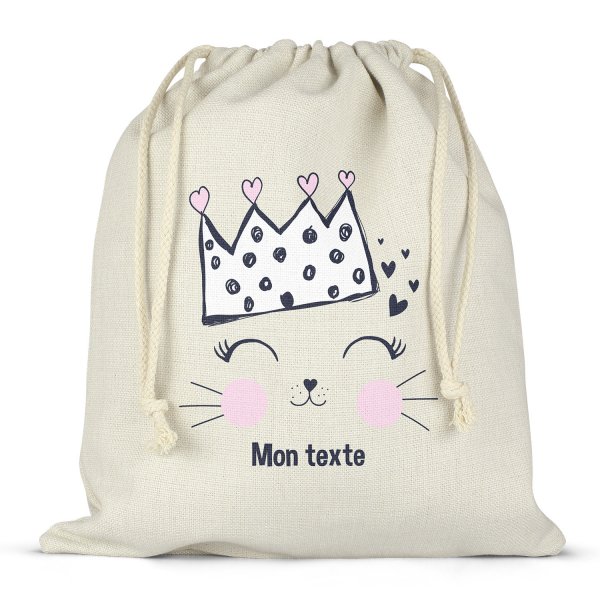 Twine bag or customizable drawstring for lunch box - bento - lunch box queen of cats pattern