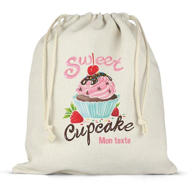 Twine bag or customizable drawstring for lunch box - bento - lunch box  sweet cupcake pattern