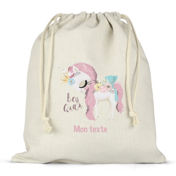 Twine bag or customizable drawstring for lunch box - bento - lunch box unicorn be the queen pattern