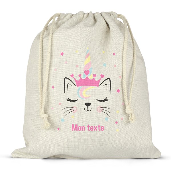 Twine bag or customizable drawstring for lunch box - bento - lunch box unicorn cat pattern