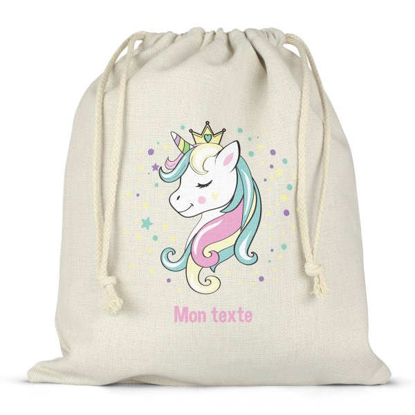 Twine bag or customizable drawstring for lunch box - bento - lunch box unicorn princess pattern