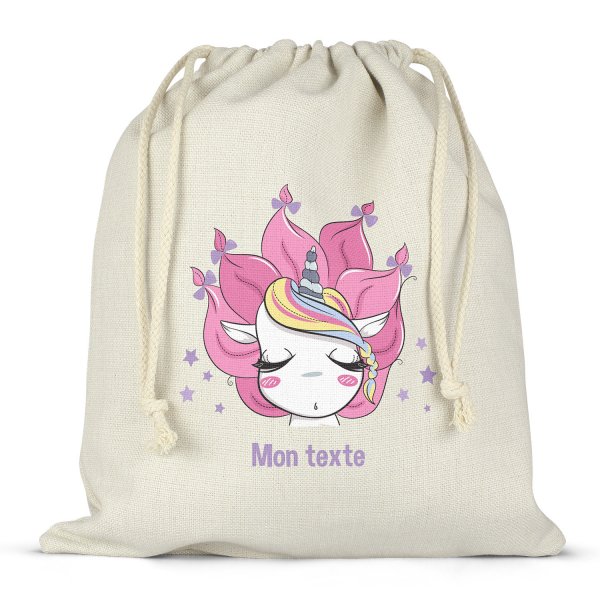 Twine bag or customizable drawstring for lunch box - bento - lunch box  unicorn pattern