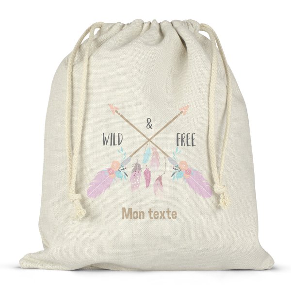 Twine bag or customizable drawstring for lunch box - bento - lunch box wild & free pattern
