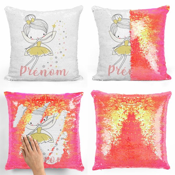 cushion pillow mermaid to sequin magic child reversible and customizable with fairy star pattern of orange cushion pillow mermaid to sequin magic child reversible and customizable with fairy star patt
